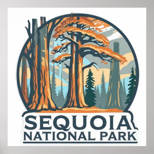 retro Sequoia National Park Giant Sequoia Trees ポスター (正面)