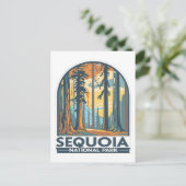retro Sequoia National Park Giant Sequoia Trees ポストカード (スタンド正面)