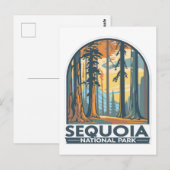 retro Sequoia National Park Giant Sequoia Trees ポストカード (正面/裏面)