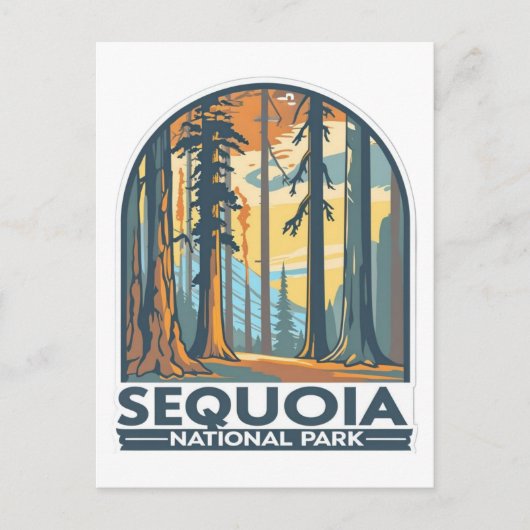 retro Sequoia National Park Giant Sequoia Trees ポストカード (正面)