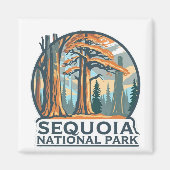 retro Sequoia National Park Giant Sequoia Trees マグネット (正面)