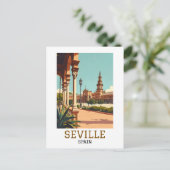 Retro Seville Spain Andalusia Architecture ポストカード (スタンド正面)