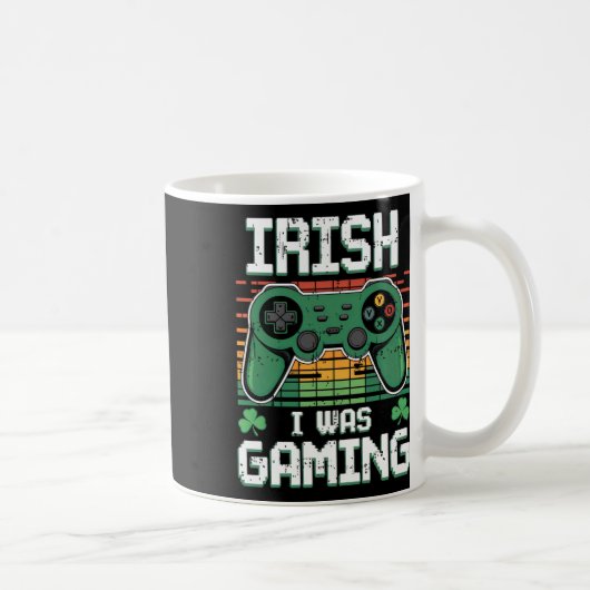 Retro Shamrock Irish I Was Gaming Gamer Boys St Pa コーヒーマグカップ (右)