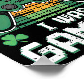 Retro Shamrock Irish I Was Gaming Gamer Boys St Pa ポスター (角)