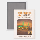 Retro Shamrock Texas Route 66 Landmark Art マグネット (正面/裏面)