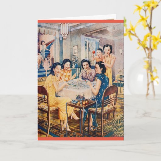 Retro Shanghai Advertising Mahjong Game  カード (黄色い花)