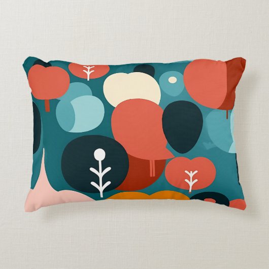 Retro Shapes Abstract Forest Pillow アクセントクッション (正面)