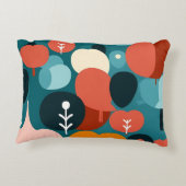 Retro Shapes Abstract Forest Pillow アクセントクッション (裏面)