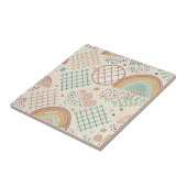 Retro Shapes and Dotted Textures in Earthy Pastel  タイル (側面)