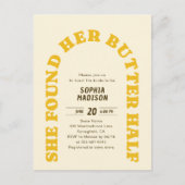 Retro She Found Her Butter Half Bridal Shower インビテーションポストカード (正面)