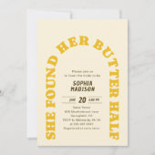 Retro She Found Her Butter Half Bridal Shower 招待状 (正面)