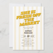 Retro She Is Fresh Off The Market Bridal Shower 招待状 (正面)