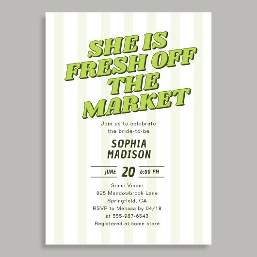 Retro She Is Fresh Off The Market Bridal Shower 招待状