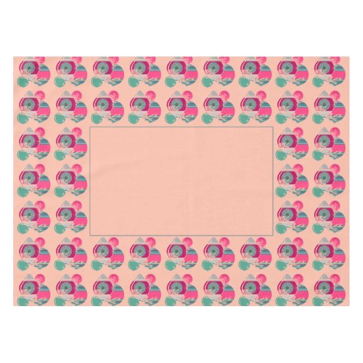 Retro Shiny Brite Christmas Ornaments テーブルクロス (正面(横))