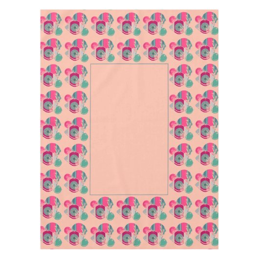 Retro Shiny Brite Christmas Ornaments テーブルクロス (正面)