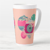 Retro Shiny Brite Ornaments Christmas カフェラテマグ (右アングル)