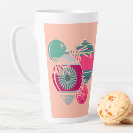 Retro Shiny Brite Ornaments Christmas カフェラテマグ (インサイチュ)