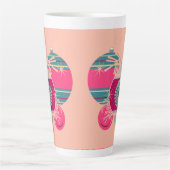 Retro Shiny Brite Ornaments Christmas カフェラテマグ (正面)