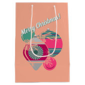 Retro Shiny Brite Ornaments Christmas ミディアムペーパーバッグ (裏面)