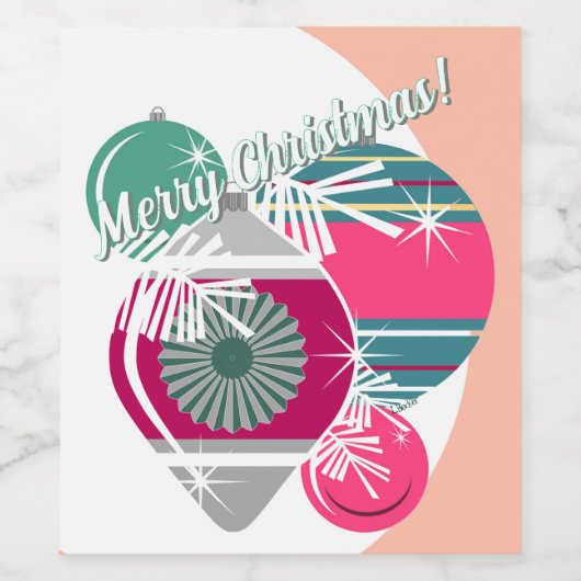 Retro Shiny Brite Ornaments Christmas ワインラベル (シングルラベル)