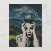 Retro Shocking Television Woman surreal ポストカード (正面)