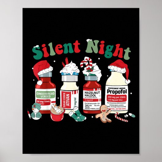 Retro Silent Night Xmas Nurse Christmas Doctor Er  ポスター (正面)