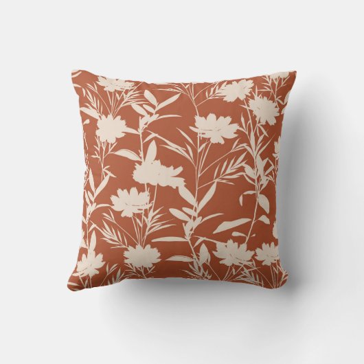 Retro silhouette meadow flowers seamless pattern i クッション (裏面)