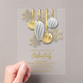 Retro Silver and Gold Ornaments Christmas Party アクリル招待状 (インサイチュ (ポータブル))
