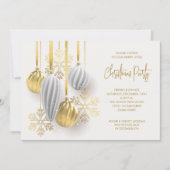 Retro Silver and Gold Ornaments Christmas Party 招待状 (正面)