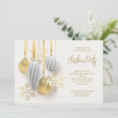 Retro Silver and Gold Ornaments Christmas Party 招待状 (スタンド正面)