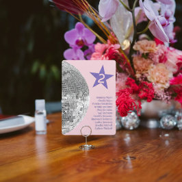 Retro Silver Disco Wedding Table Seating Card セーブザデート