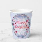 Retro Silver, Pink & Red Merry Christmas  紙コップ (裏面)