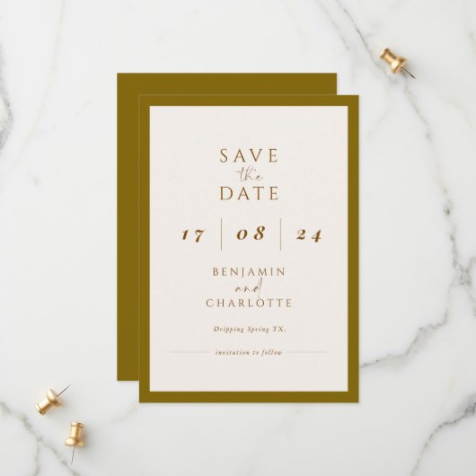 Retro Simple Black& White Wedding save the date セーブザデート (正面/裏面インサイチュ)