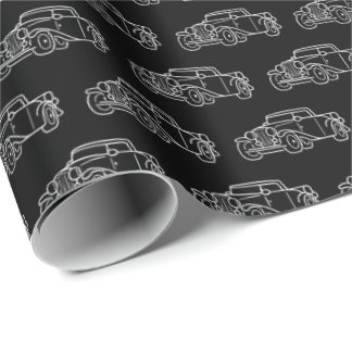 Retro Simple Elegant Black White Classic Cars ラッピングペーパー