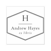 Retro Simple Frame Modern Monogram Ex Libris Book セルフインキングスタンプ (デザイン)