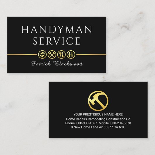 Retro Simple Handyman Tools Line 名刺 (正面/裏面)