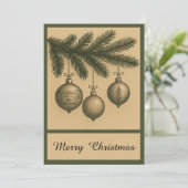 Retro Simple Trendy Christmas Ball Rustic シーズンカード (スタンド正面)