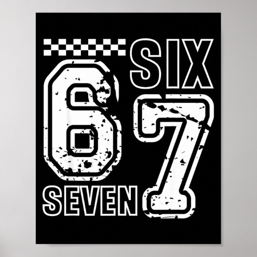 Retro Six Seven Numbers Clever Humor 6 7 Meme Mens ポスター (正面)