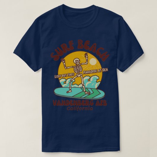 Retro Sixties Surf Beach Vandenberg AFB California Tシャツ (デザイン正面)