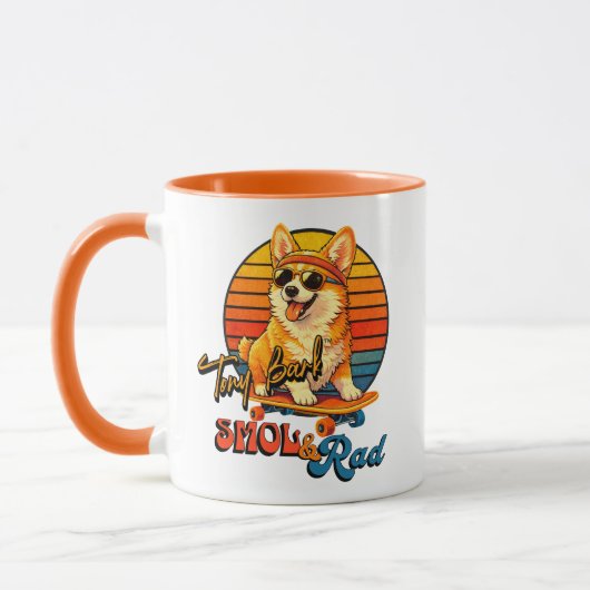 Retro Skate Corgi – Tony Bark™ – スマイル&レッド マグカップ (左)