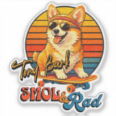Retro Skate Corgi – Tony Bark™ – Smol & Rad  シール (正面)