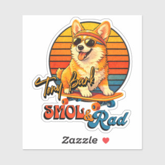 Retro Skate Corgi – Tony Bark™ – Smol & Rad  シール