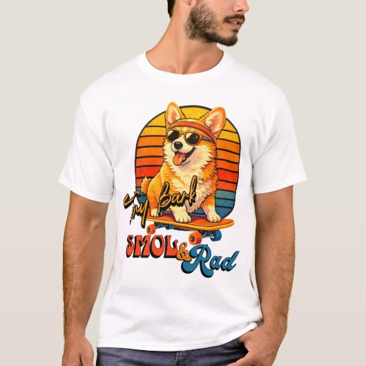 Retro Skate Corgi – Tony Bark™ – Smol & Rad  Tシャツ (正面)