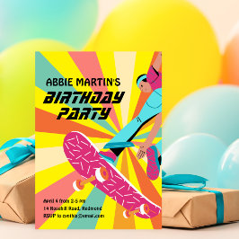 Retro Skateboard Birthday Invitation 招待状