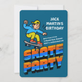 Retro Skateboard Birthday Invitation 招待状 (正面)