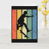 Retro Skateboarding Funny Skating Performing Trick カード (黄色い花)