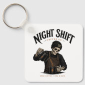 Retro Skeleton Barista Night Shift Coffee Co キーホルダー (正面)