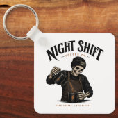 Retro Skeleton Barista Night Shift Coffee Co キーホルダー (正面)