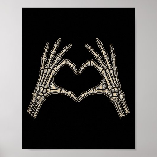 Retro Skeleton Hands Heart Sign Halloween Costume  ポスター (正面)