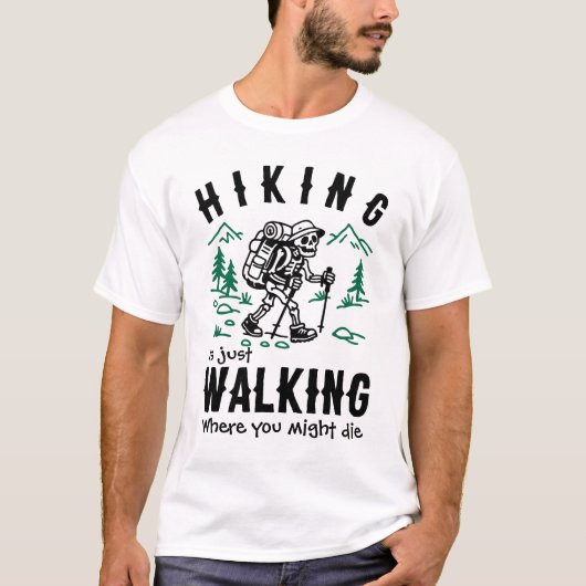 Retro Skeleton Hiker Personalized Funny Hiking Tシャツ (正面)